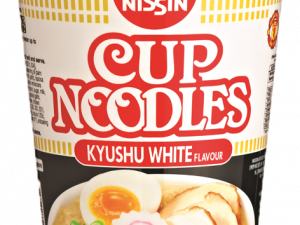 instant noodles, Nissin Cup Noodles, Kyushu White flavor, convenient meal option, Noodles PNG