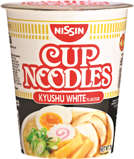 instant noodles, Nissin Cup Noodles, Kyushu White flavor, convenient meal option, Noodles PNG