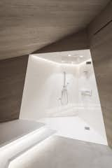 A corner shower stall.