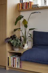 Windowsills were extended to do double-duty, and also function as bookshelves.