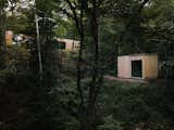 Down the hill from the main house, a tiny structure houses a sauna.