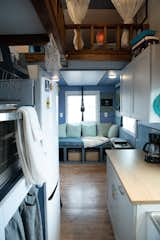 The tiny home operates off the grid and draws energy from solar power.