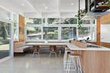 The kitchen bench seating was a popular perch for Ivy, Maple, and Violet, who liked to cook alongside their Mom.