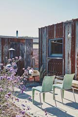 Rusted steel cladding sheaths the Carver's backyard studio.