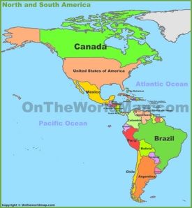 Map of North and South America