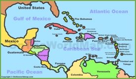 Political map of Caribbean