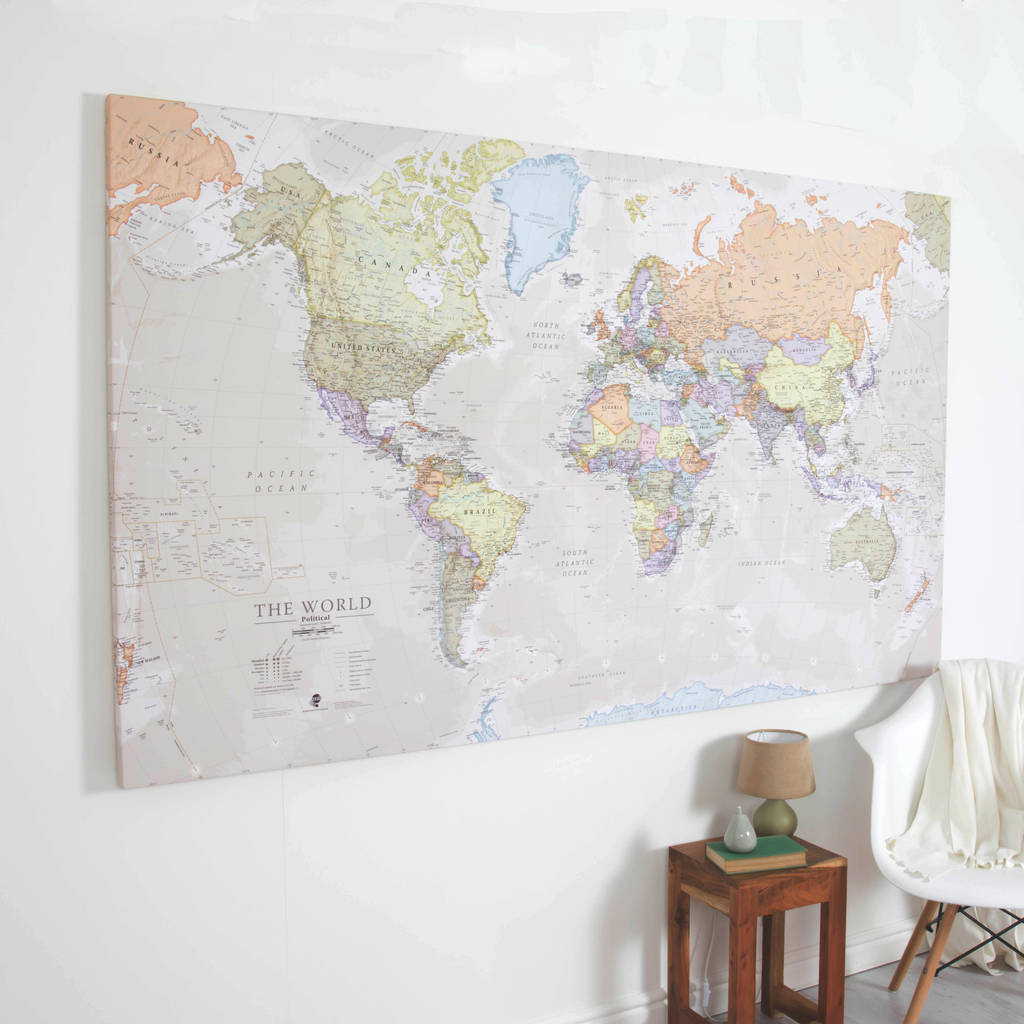 Large Canvas Map Of The World - Lilly Pauline