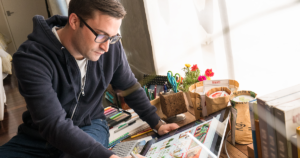 Image of a worker in his home.