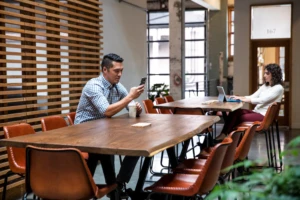 a person sitting at a table