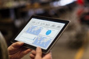 Close up of tablet with operations dashboard.