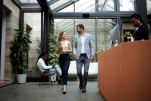 Two colleagues walking