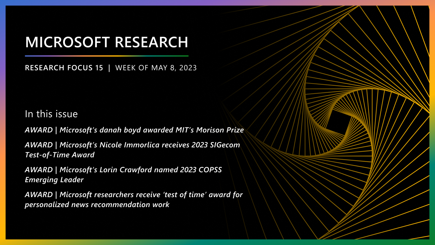 Microsoft Research Focus 15 | Week of May 8, 2023