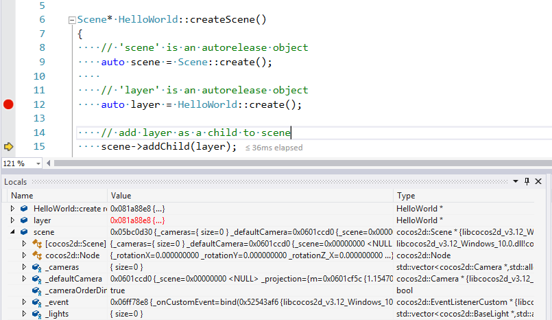 Debug with Visual Studio screenshot