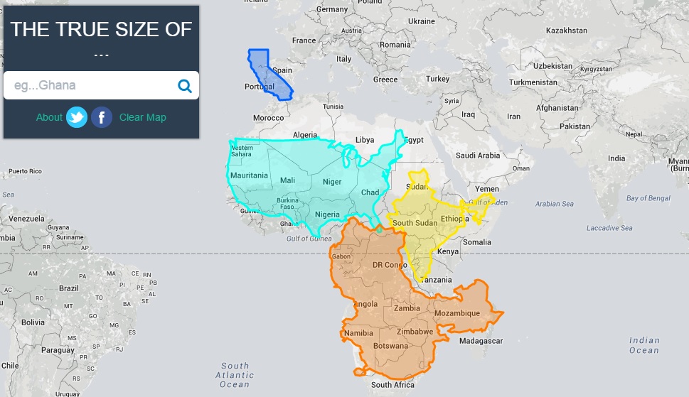 True Size Of Countries World Map