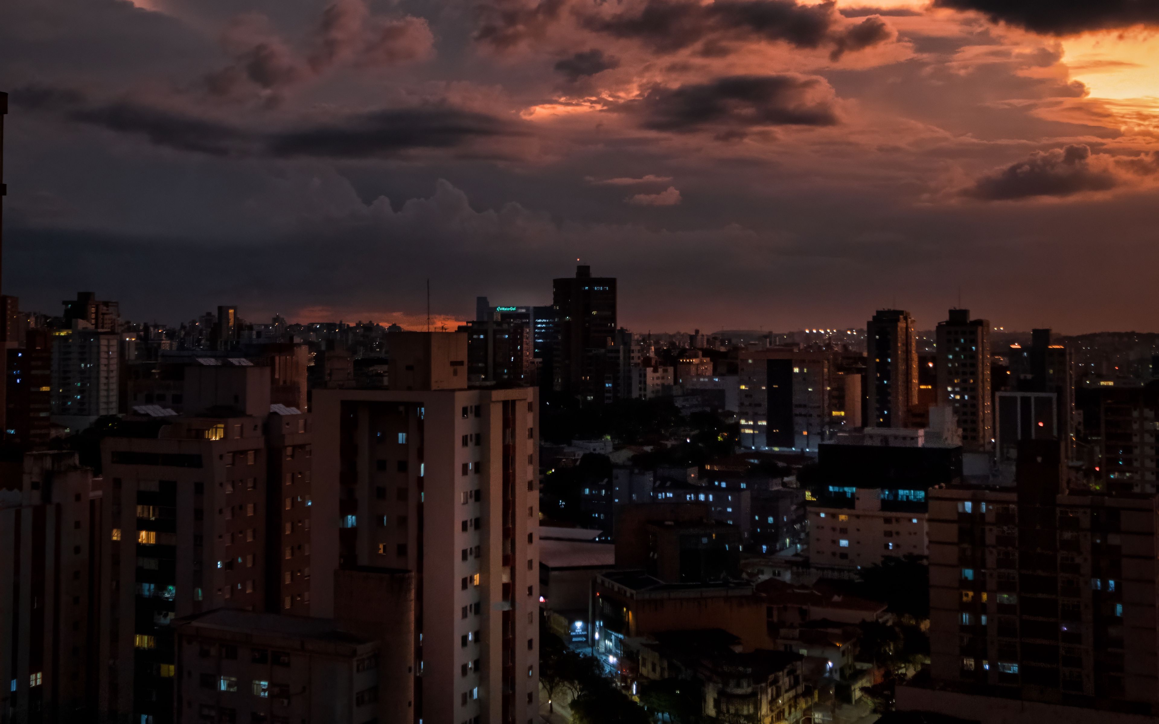 Download wallpaper 3840x2400 buildings, houses, night, clouds, dark ...