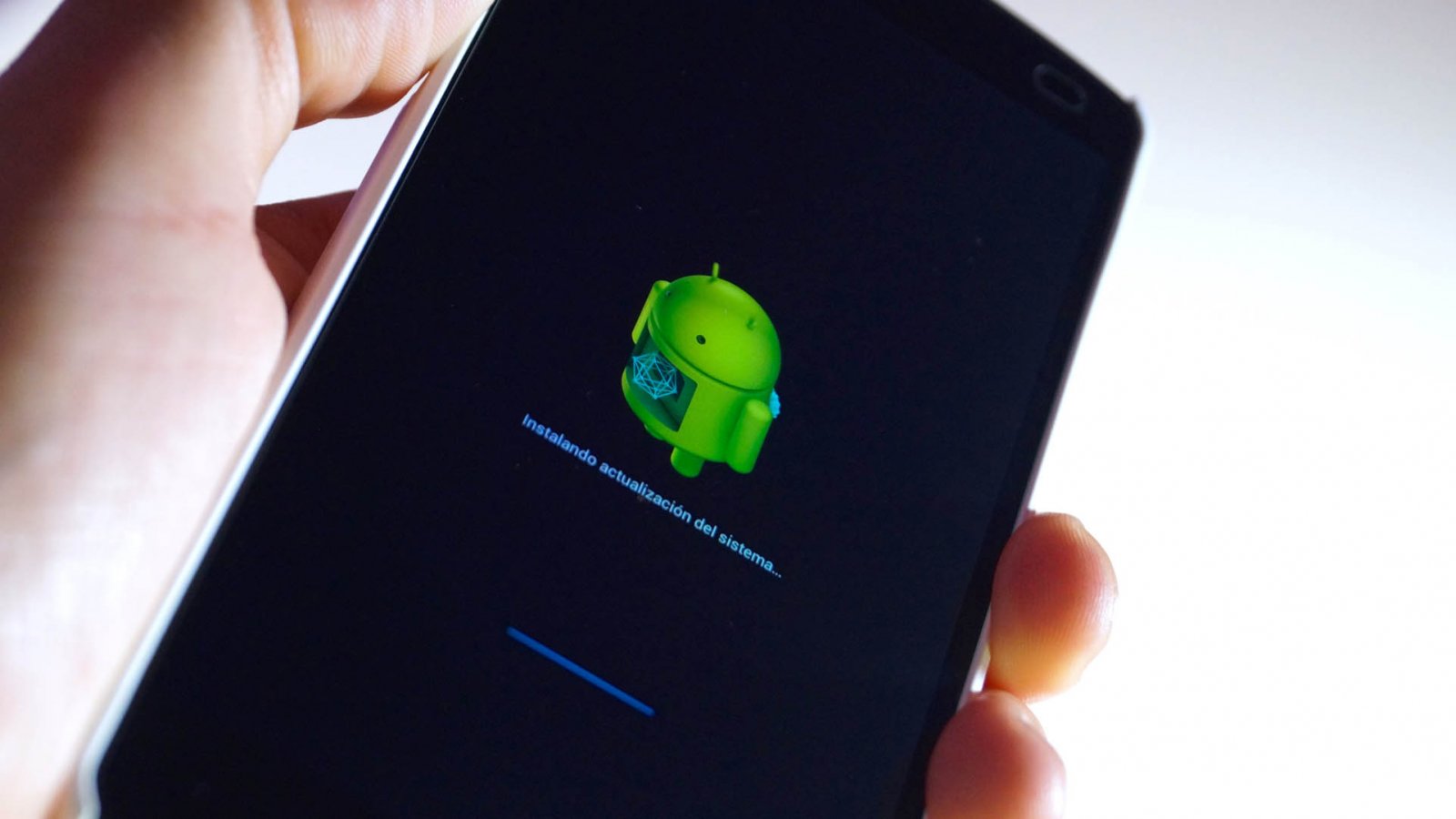 An Android phone in the midst of updating its operating system.