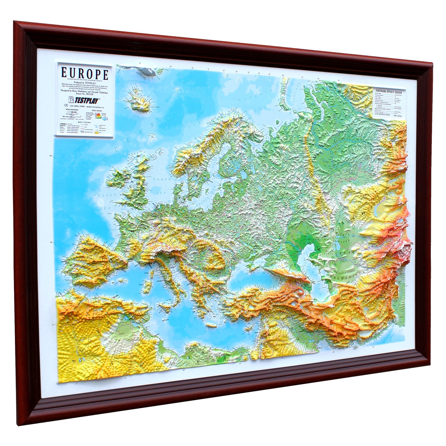 Europe Three Dimensional 3D Raised Relief Map by Testplay