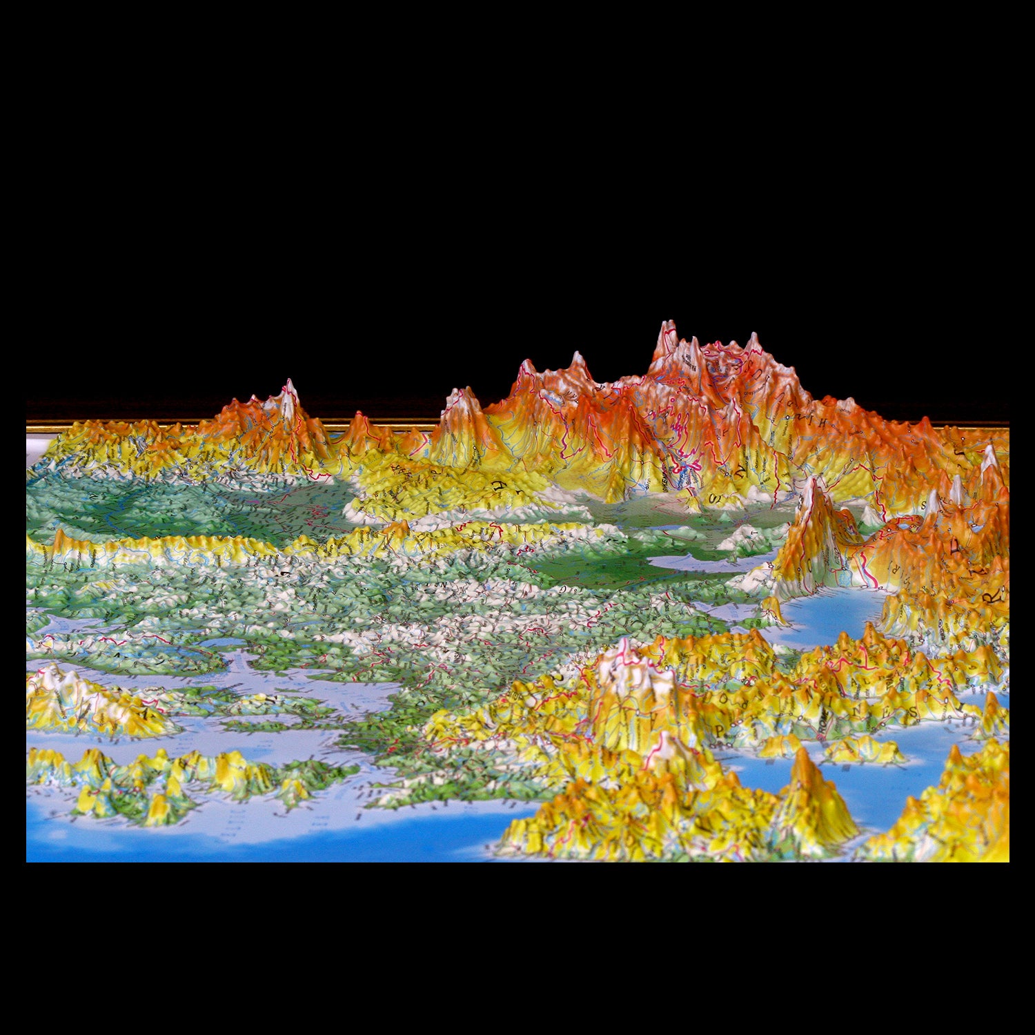 Europe Three Dimensional 3D Raised Relief Map by Testplay