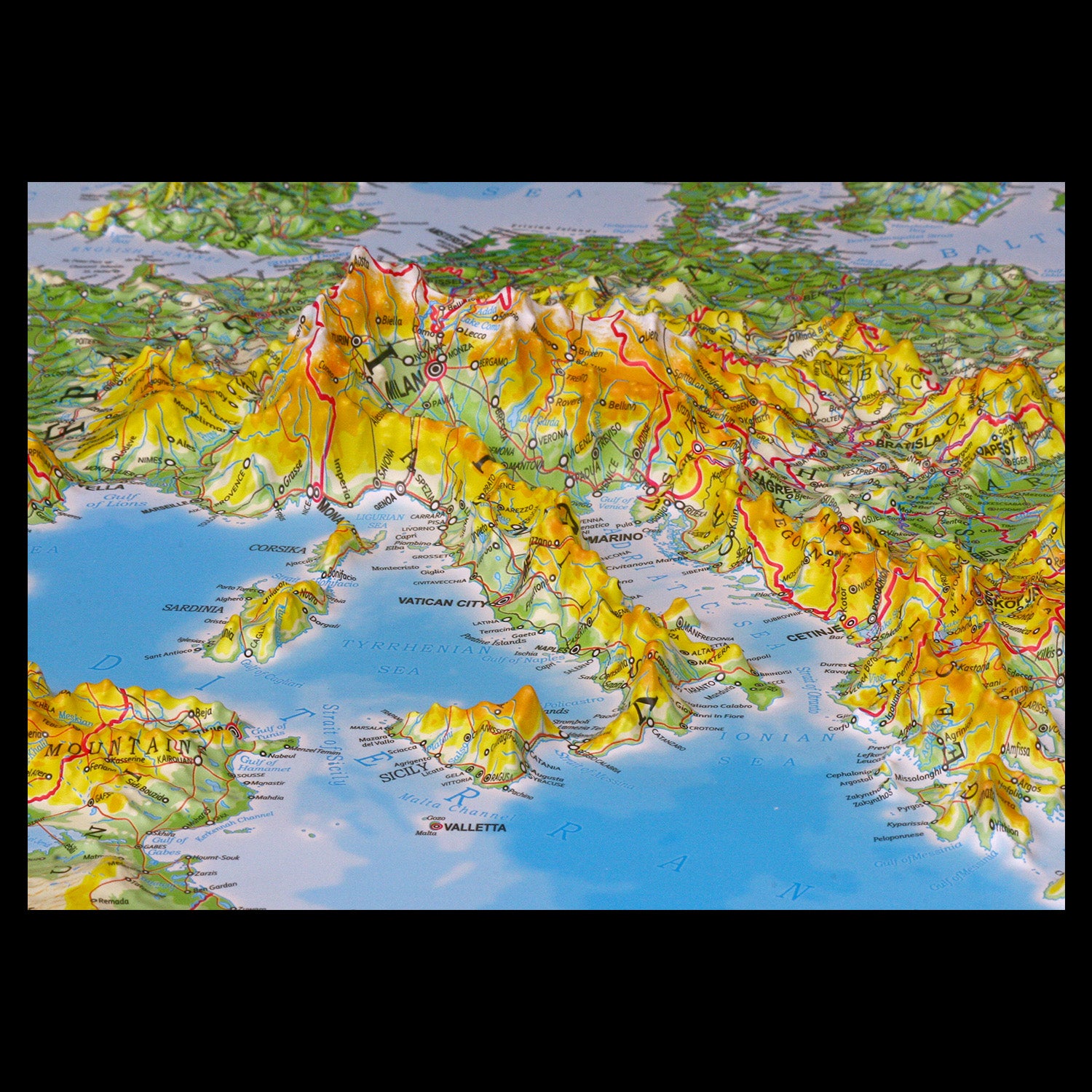 Europe Three Dimensional 3D Raised Relief Map by Testplay