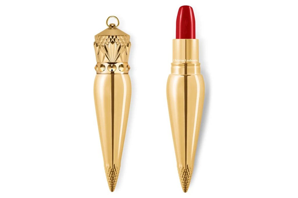 red lipstick in a gold tuber