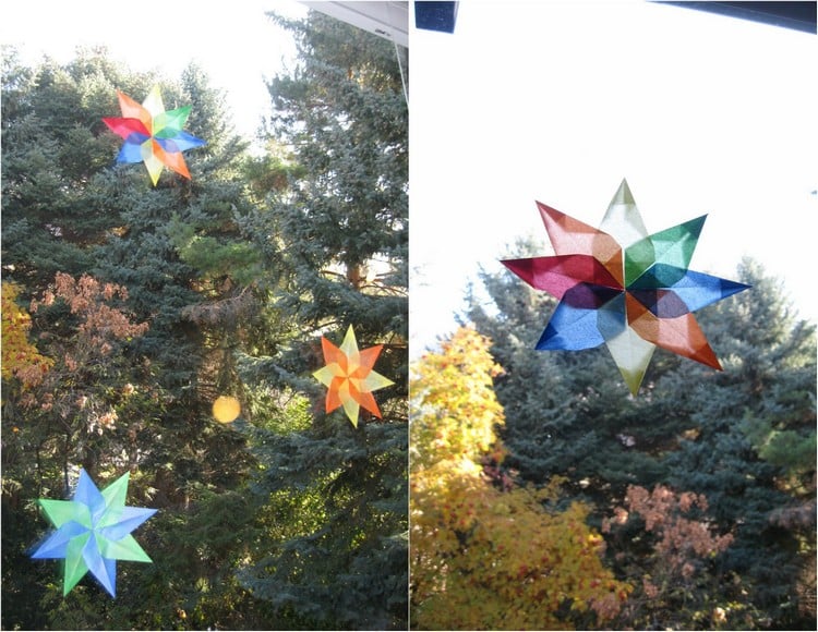 weihnachtsdeko-fenster-sterne-basteln-bunt-lichteffekte