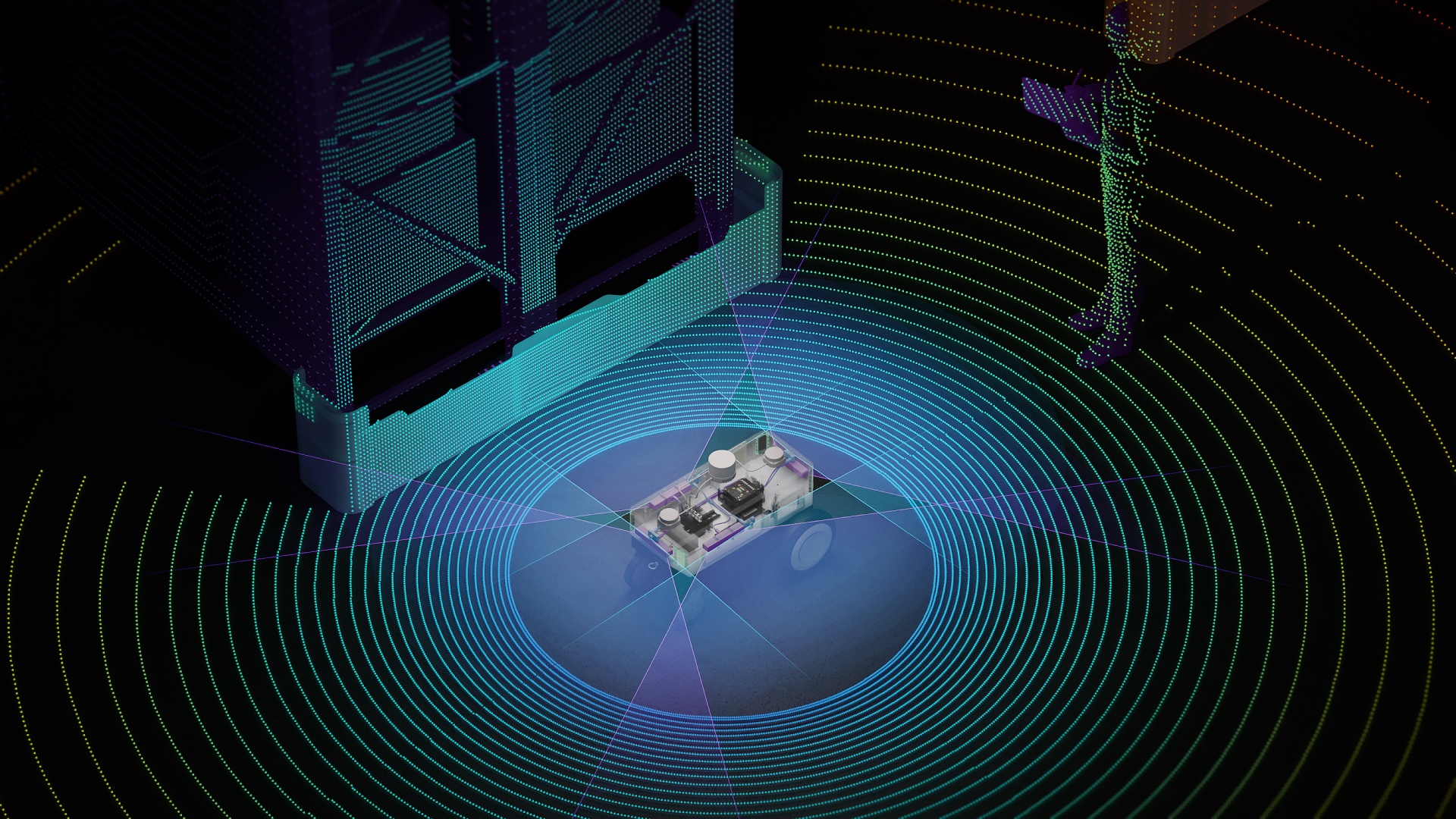 Pre-populated robots and sensors in a warehouse