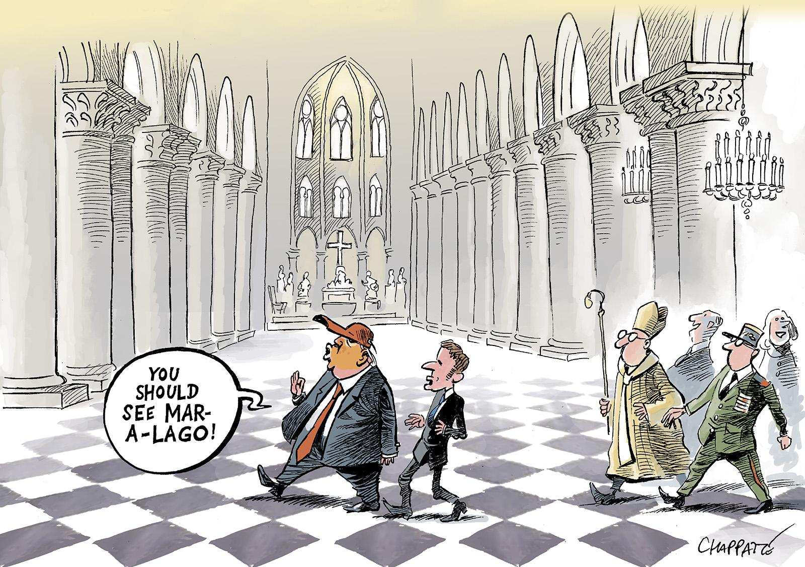 Trump visits a cathedral