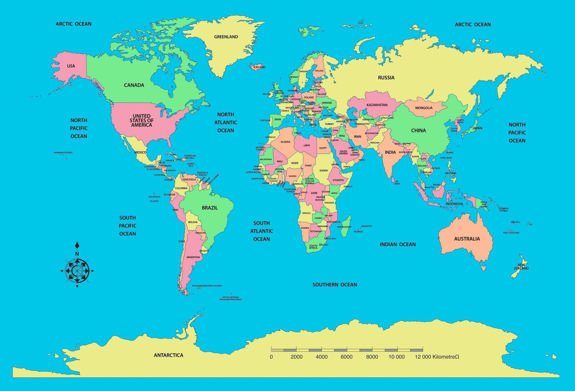 Map Of The World Continents Labeled