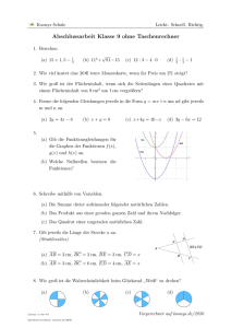 Abschlussarbeit Klasse 9 ohne Taschenrechner