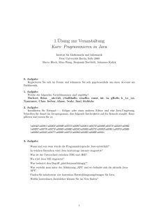 1.Übung zur Veranstaltung Kurs: Programmieren in Java