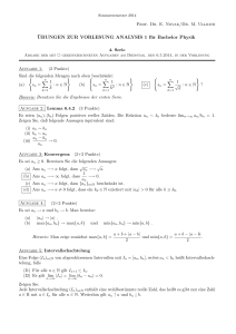 ¨UBUNGEN ZUR VORLESUNG ANALYSIS 1 für Bachelor Physik