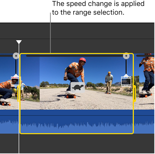 Clip with speed change made to range selection