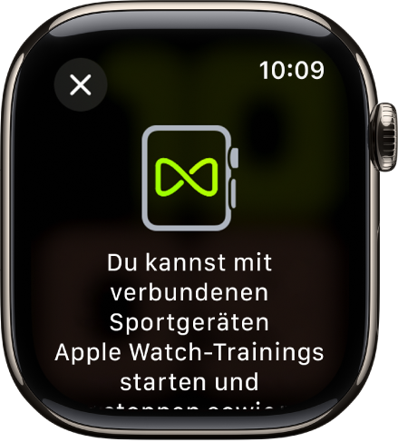 Die Anzeige, die erscheint, wenn du deine Apple Watch mit einem Sportgerät koppelst.