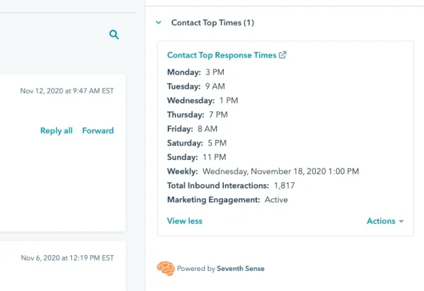 Seventh Sense send time optimization example.