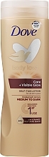 Itseruskettava vartalovoide Dove Visible Glow Gradual Self-Tan Body Lotion Medium to Dark