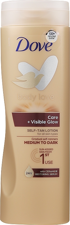 Itseruskettava vartalovoide - Dove Visible Glow Gradual Self-Tan Body Lotion Medium to Dark