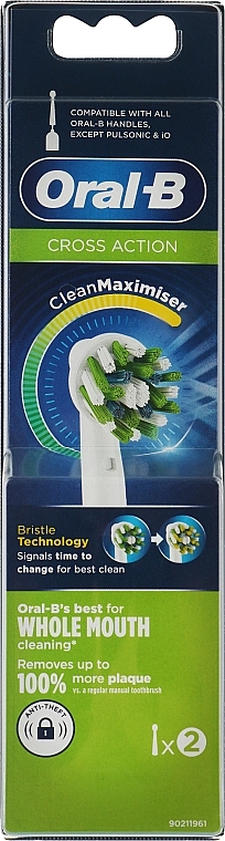 Vaihdettavat sähköhammasharjanpäät, 2 kpl - Oral-B Cross Action Power Toothbrush Refill Heads