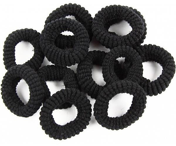 Small Elastic Hair Bands, black, 12 pcs - Donegal Ponytail Holder