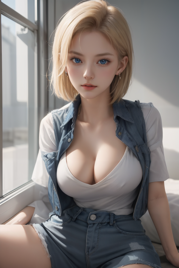 AIGC,hermosa,Pechos,escote,Cosplay,Android 18