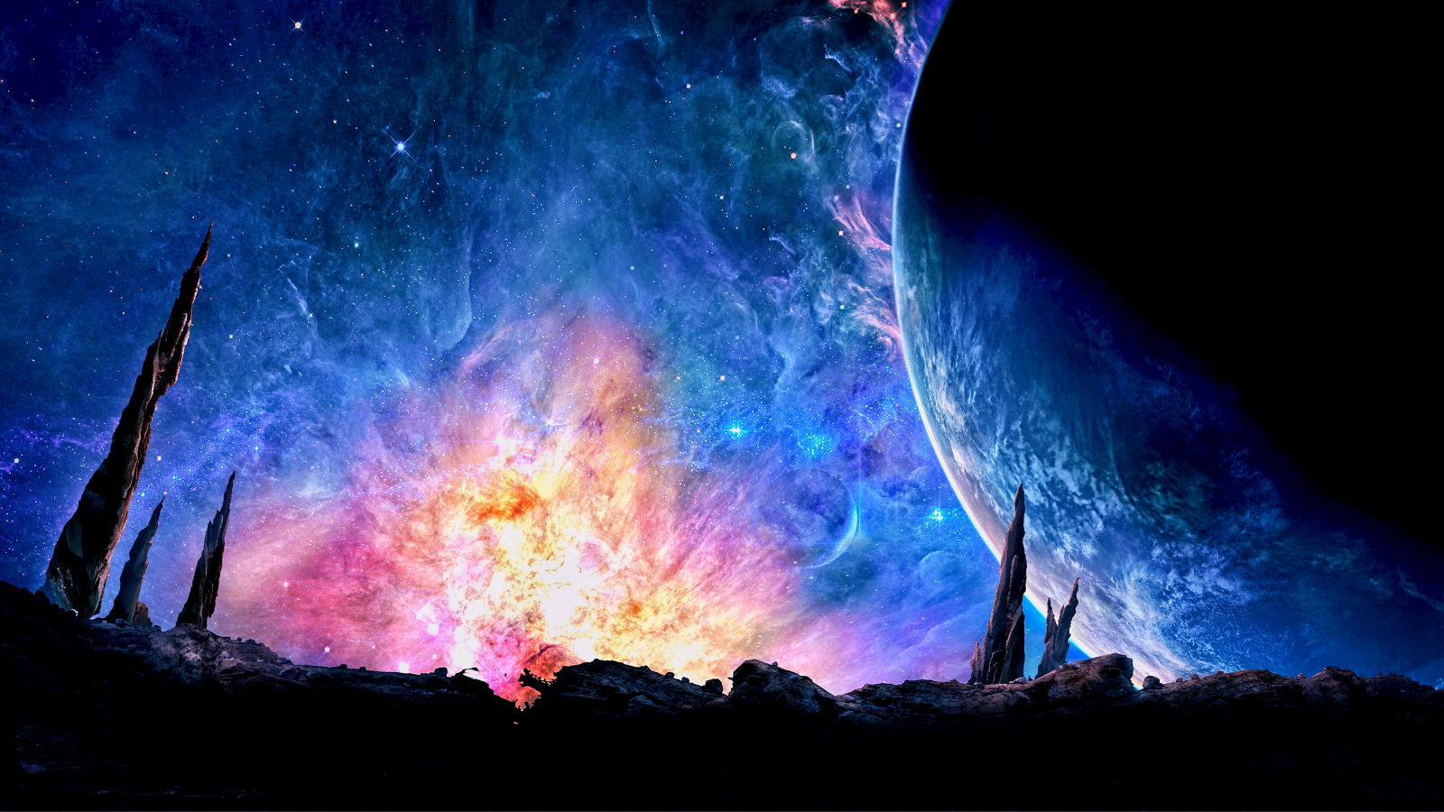 espace, galaxie, planète, fantaisie, wallpaper desktop, paysage, Surréaliste