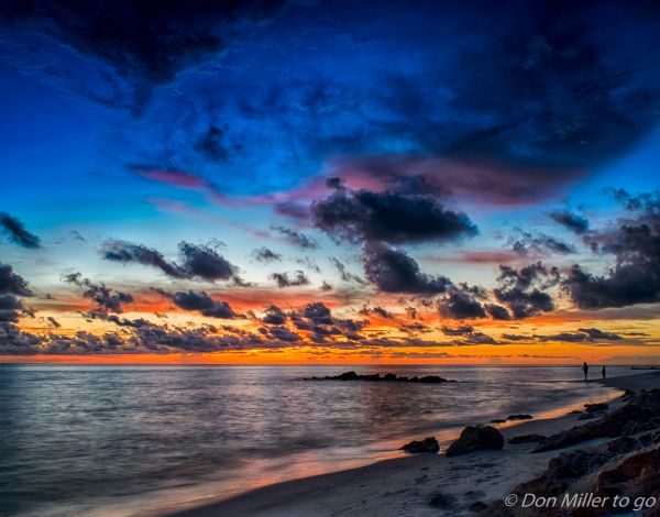 Pôr do sol, mar, costa, reflexão, baía, natureza