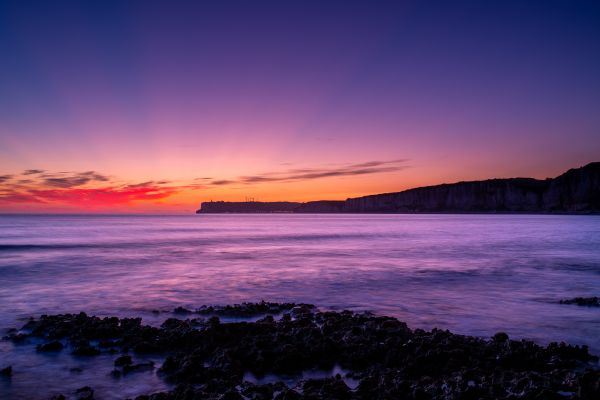 закат солнца,Фотография,море,пейзаж,Скала,Франция