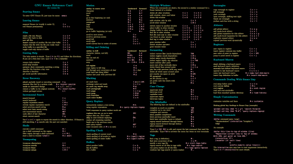 Linux,การเขียนโปรแกรม,Unix,รหัส,emacs,โกงแผ่น