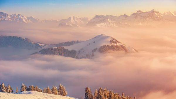 Sonnenlicht, Landschaft, Wald, Berge, Sonnenuntergang, Hügel