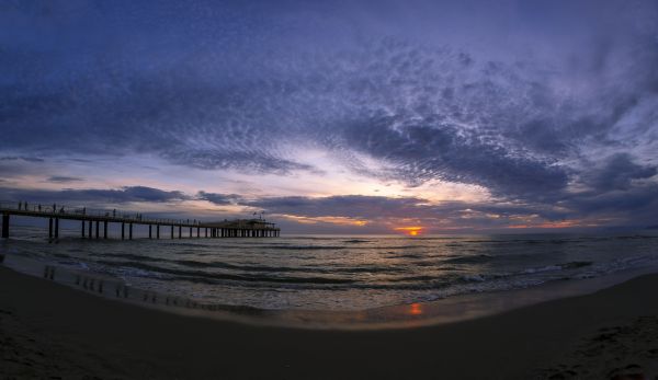 luz solar, Pôr do sol, mar, baía, panorama, pessoas