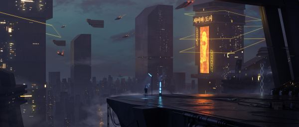 4k,cyberpunk,cyber city,città futuristica