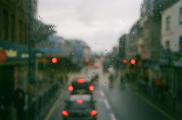 Londres, ciudad, calle, luz de sol, luces, agua