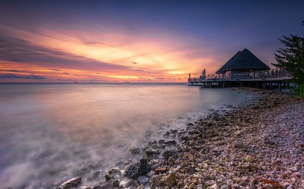 landscape, sunset, sea, nature, sunlight, bay