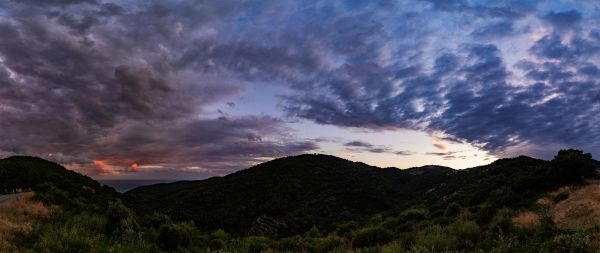 evening glow,malam,bukit,Italia,langit,matahari terbenam