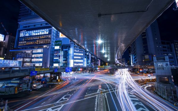 lampu, kota, jalan, Cityscape, malam, Jepang